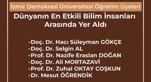 Stanford Üniversitesi tarafından Elsevier iş birliğiyle hazırlanan dünyanın en etkili bilim insanları sıralamasında İzmir Demokrasi Üniversitesinden 6 bilim insanı listede yer aldı.