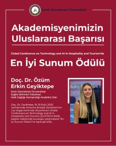 TÜBİTAK 2219 Bursiyeri Doç. Dr. Özüm Erkin Geyiktepe, Amerika’da “En İyi Sunum” Ödülünü Kazandı
